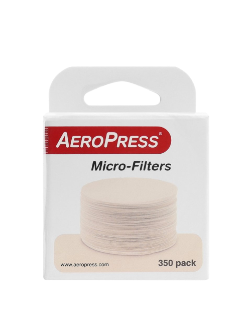 Description: Pack of 350 filter papers designed for use with the Aeropress coffee maker. Each pack contains 350 Aeropress Micro Filters, biodegradable and compostable. Compatible with both the Aeropress coffee maker and Aeropress Go.  Specifications:  Quantity: 350 filter papers per pack Dimensions: 64 Ø mm