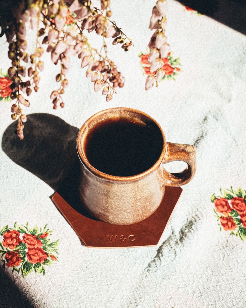 Wood & Co x Farlands Leather Coasters – Set of 4 - Wood and Co Coffee