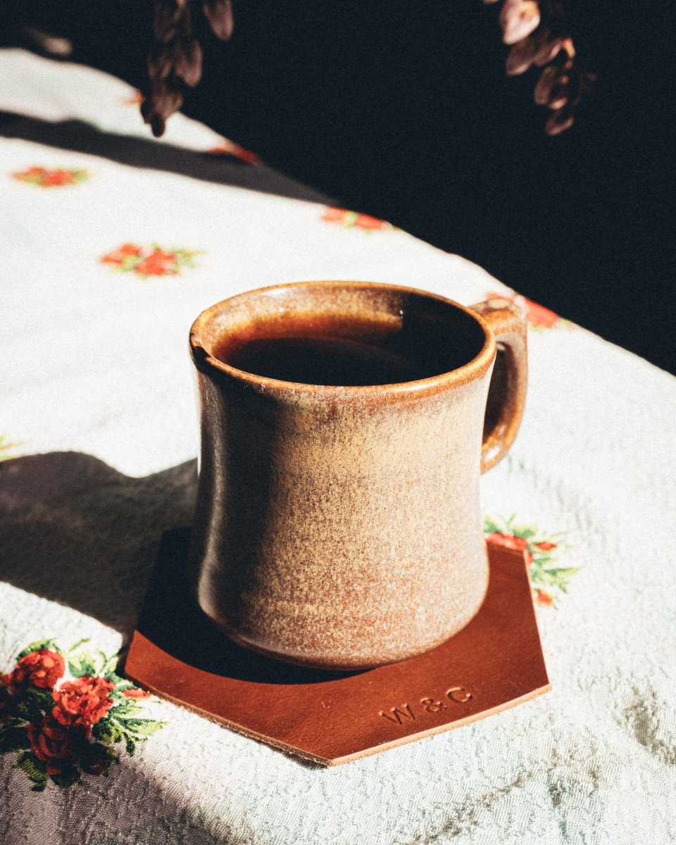 Wood & Co x Farlands Leather Coasters – Set of 4 - Wood and Co Coffee